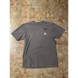 Carhartt Original Fit Logo Front Pocket Gray Short Sleeve T-Shirt Sz M‎ *
